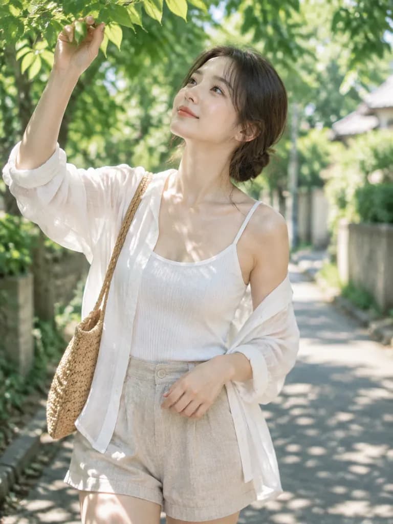 夏日樹蔭光影人像