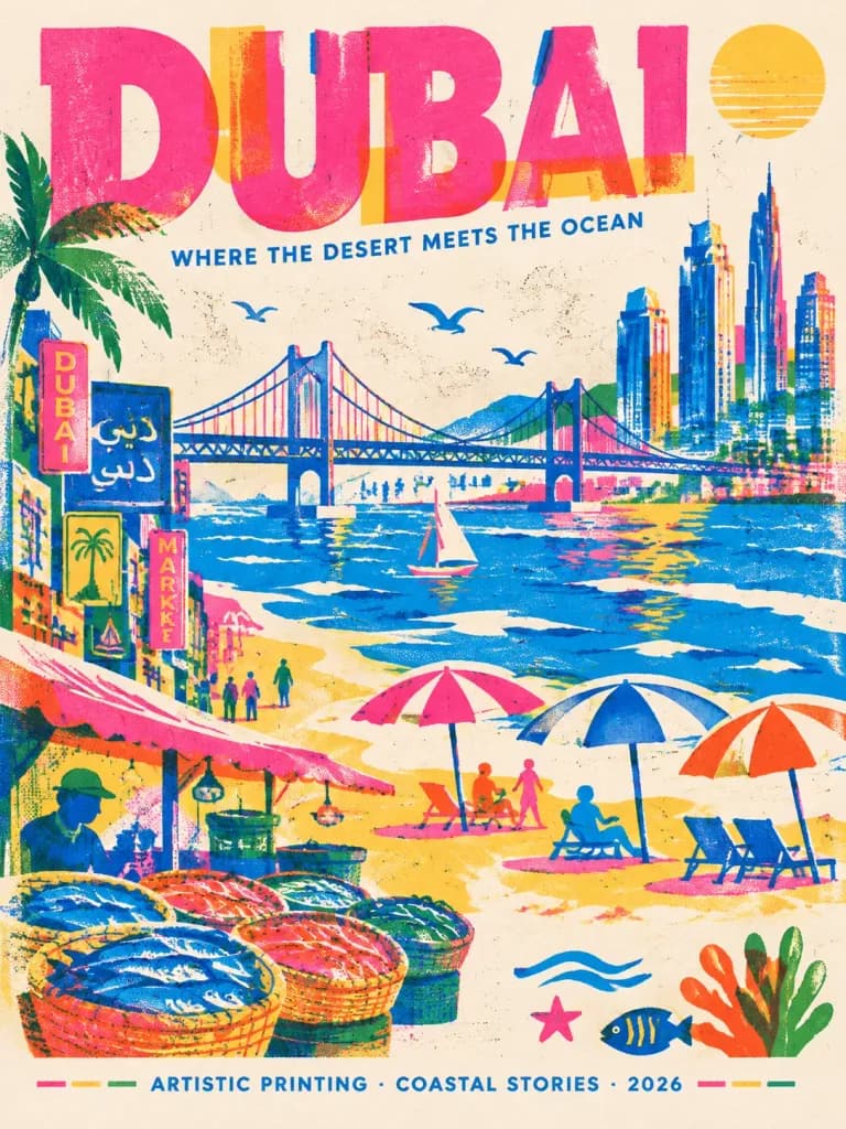 Risograph Style City Travel Poster