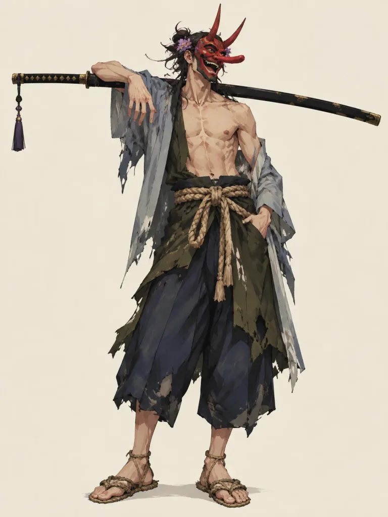 Wandering Masked Tengu Samurai Concept Art