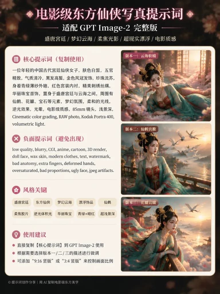 Cinematic Xianxia Portrait Prompt Infographic