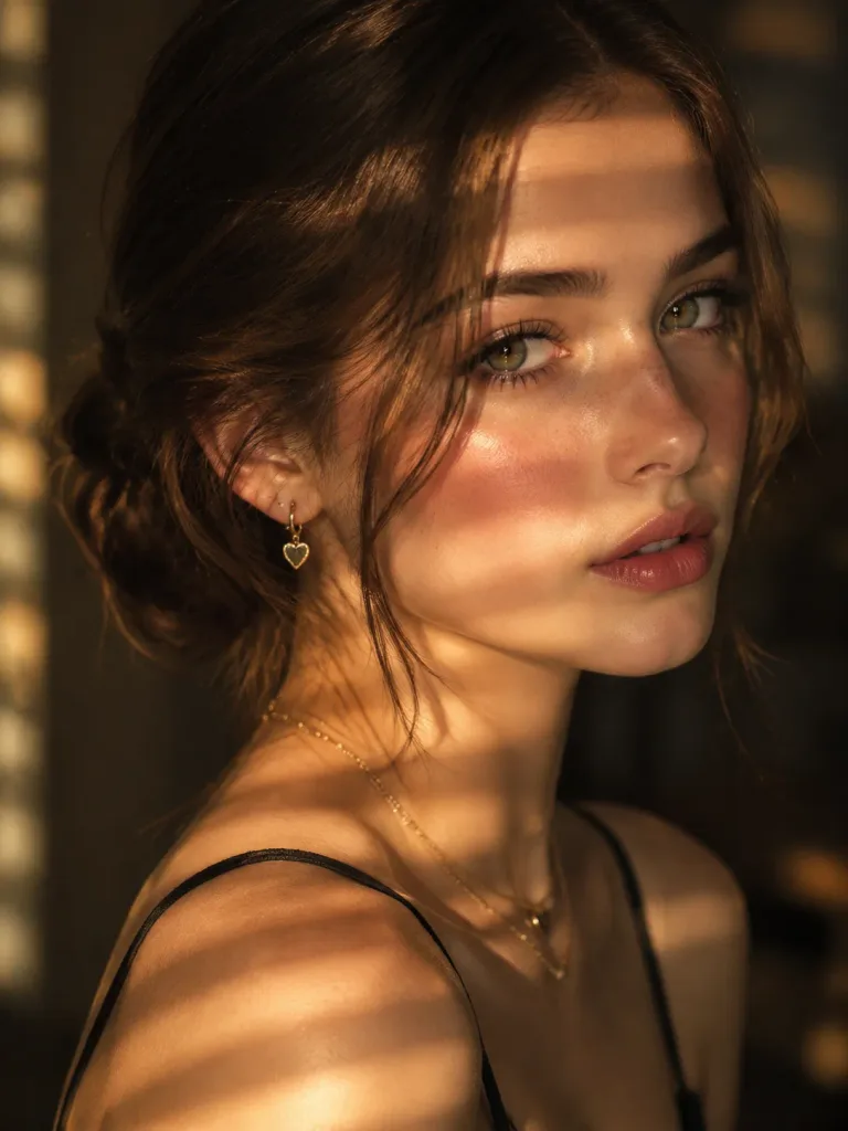 Sunlit Editorial Portrait of Young Woman