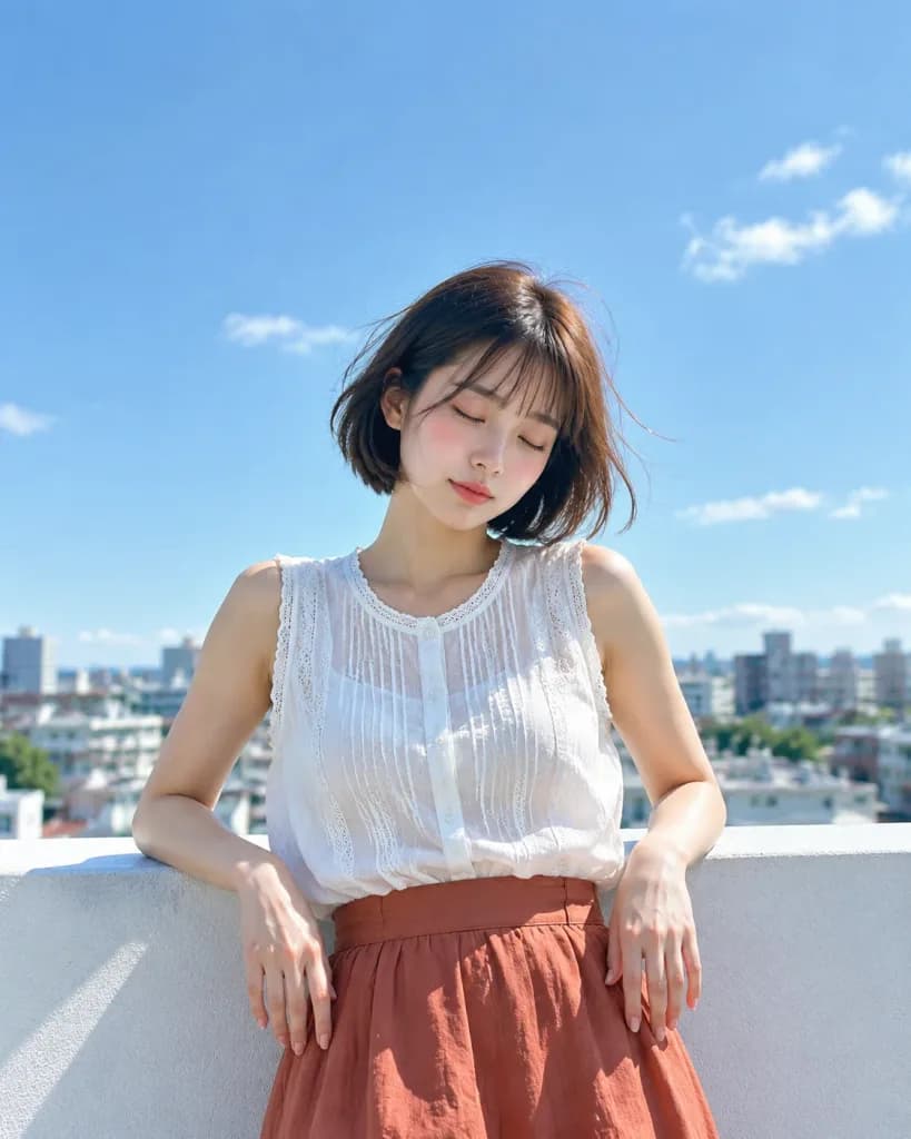 일본 감성 여름 옥상 필름 포트레이트