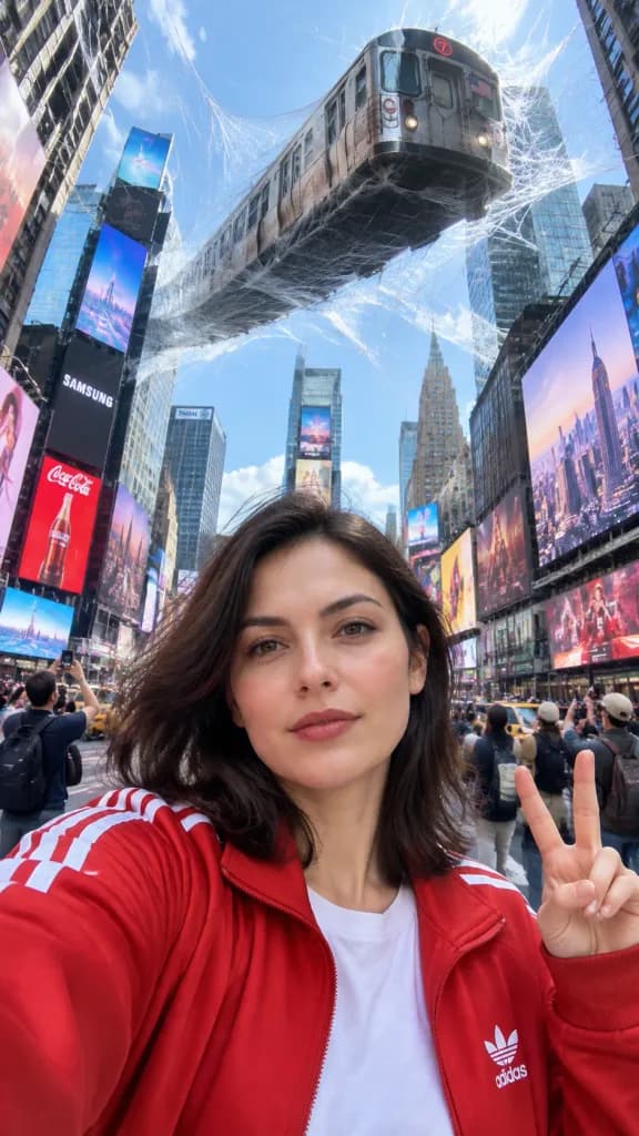 Surreales Times Square Selfie