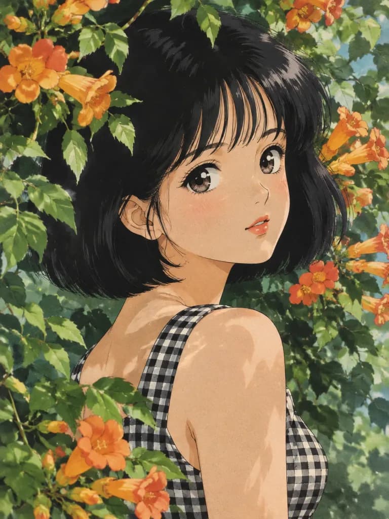 レトロ80年代風少女アニメポートレート