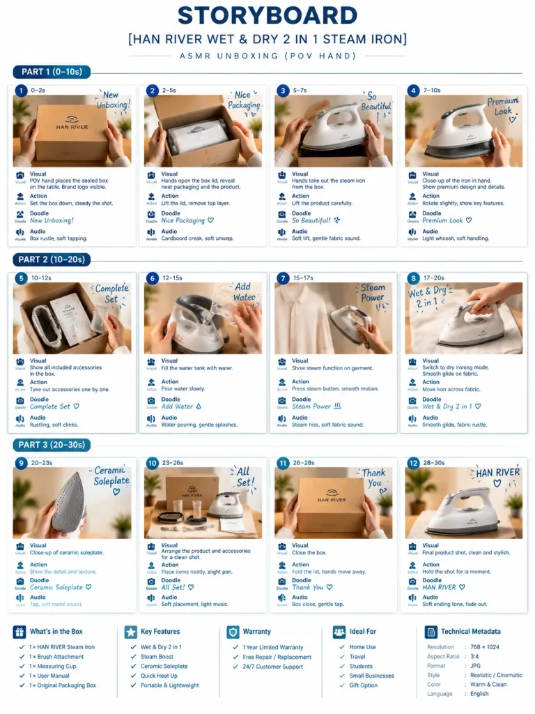 Product Unboxing ASMR Storyboard Infographic