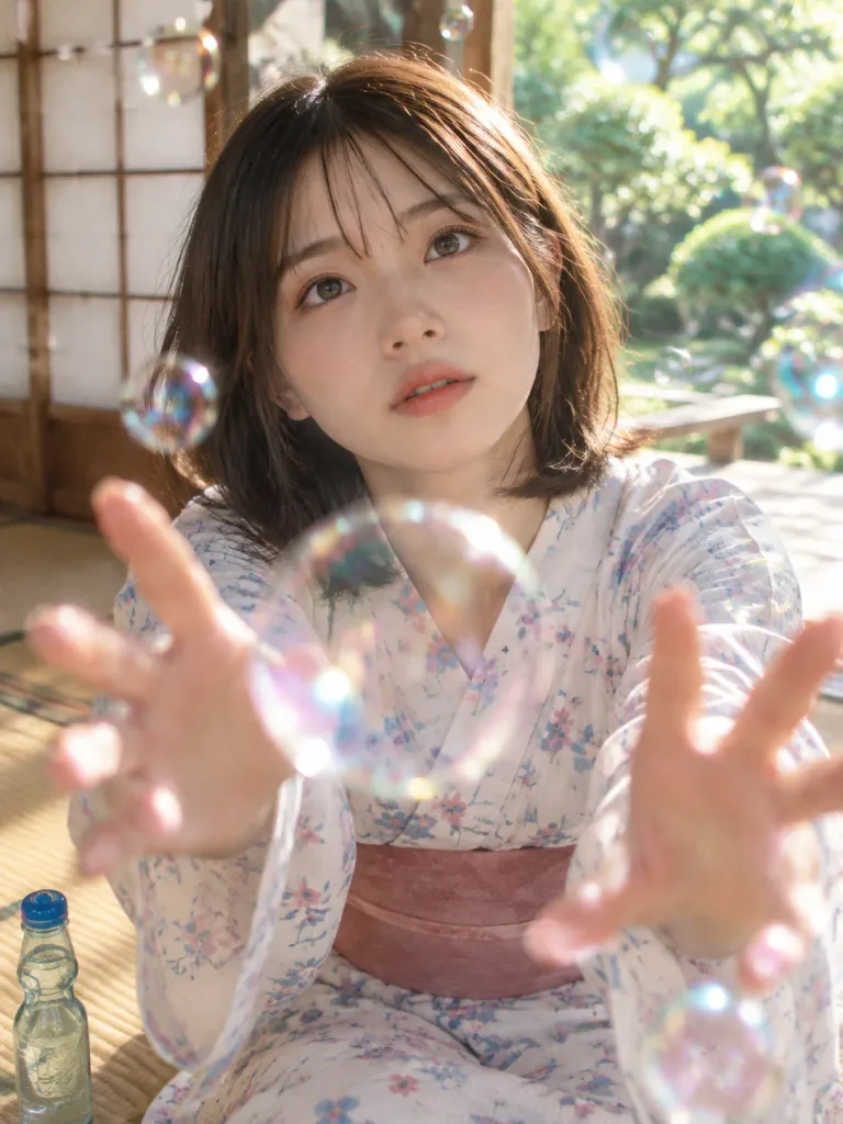 Summer Afternoon Bubbles in Yukata