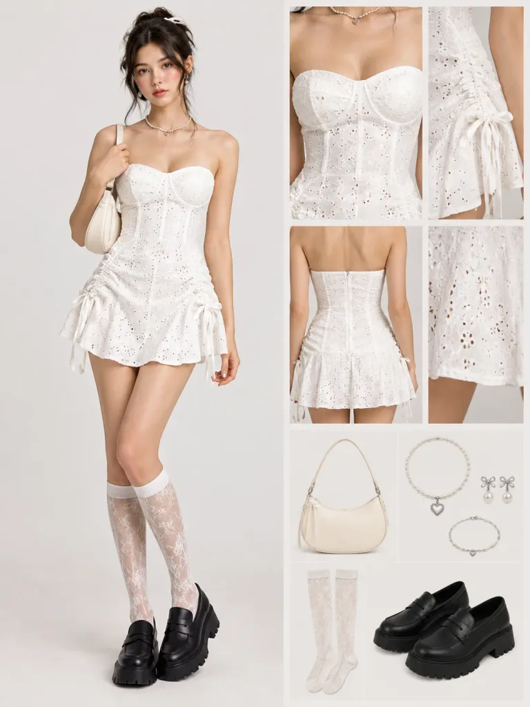 Summer Y2K Lace Bustier Outfit