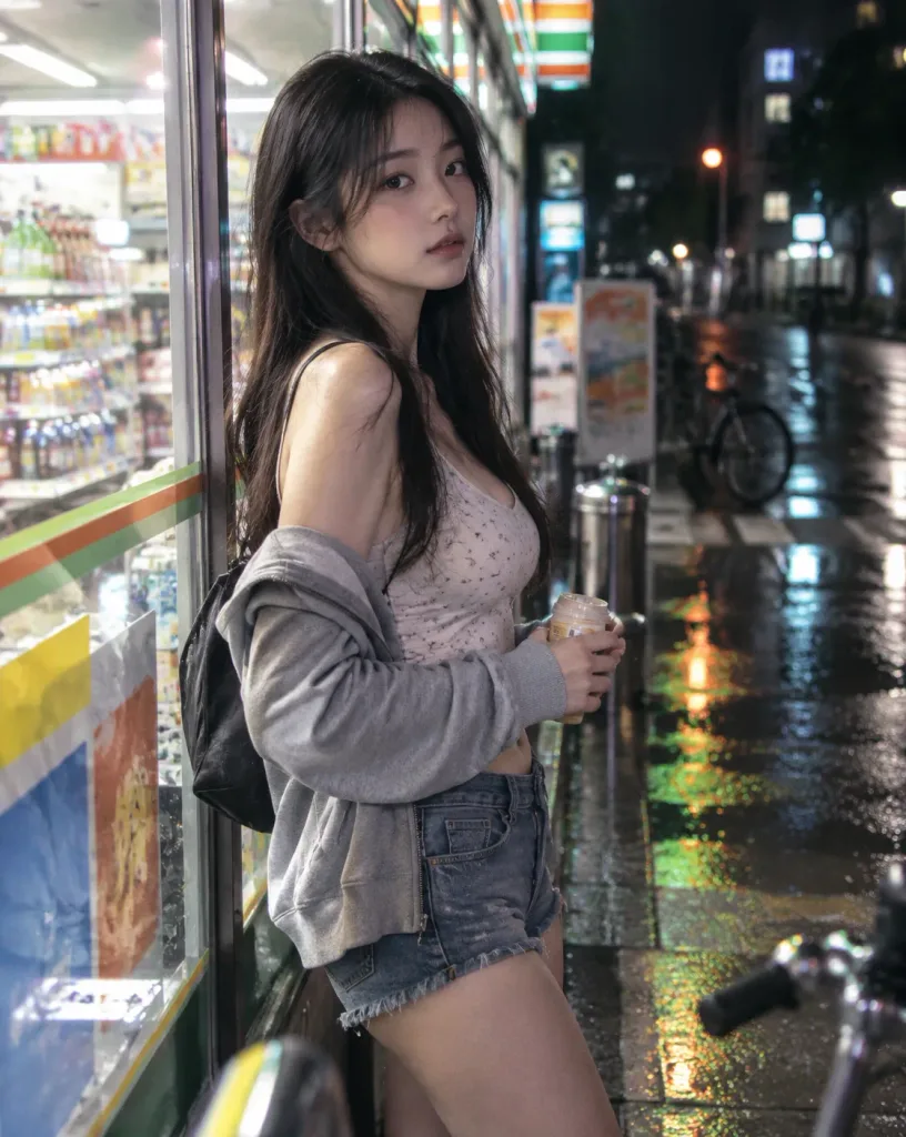 便利商店門前夜景紀實人像