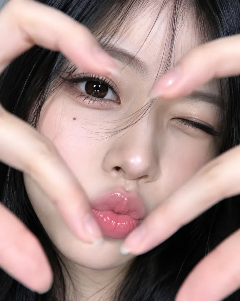 Playful Heart Gesture Close-Up Selfie