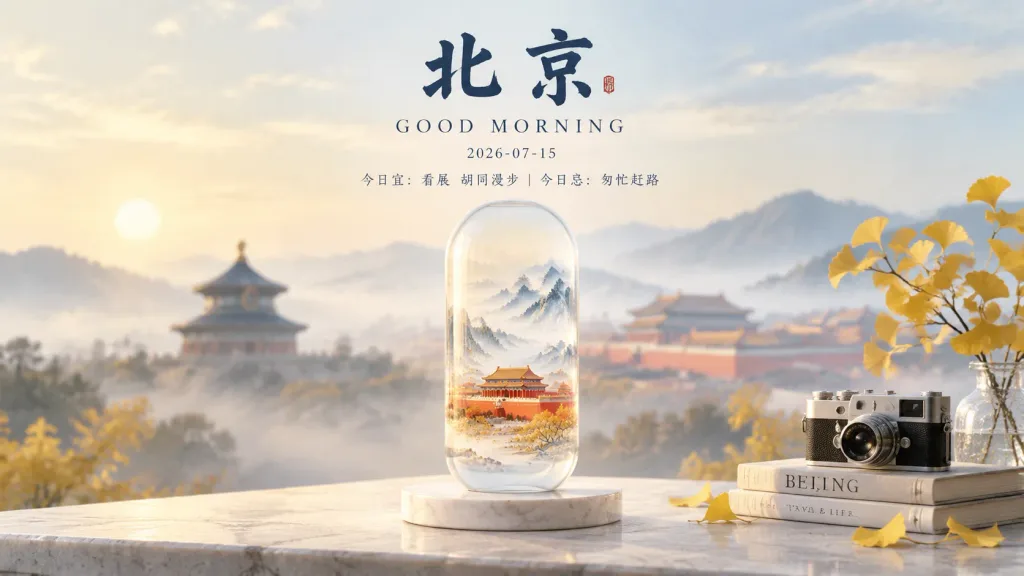 晨雾玻璃胶囊城市海报