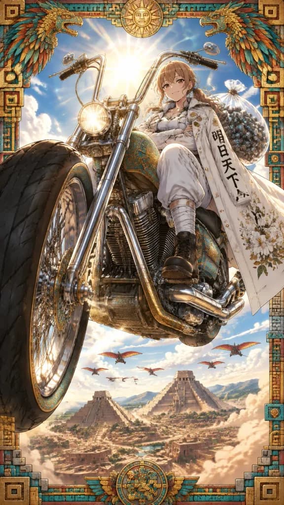 メソアメリカ神殿上空を駆けるスカイライダー
