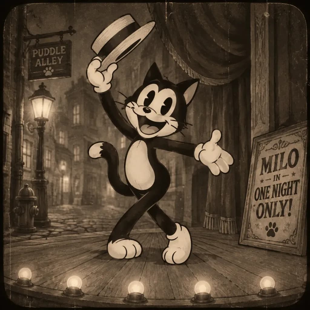1930年代ラバーホース調ボードビル猫ステージ