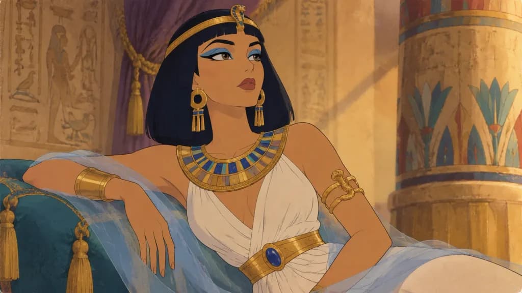 90s Hand-Drawn Animated Egyptian Queen