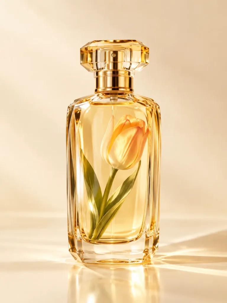 Bottiglia di Profumo di Lusso con Fiore