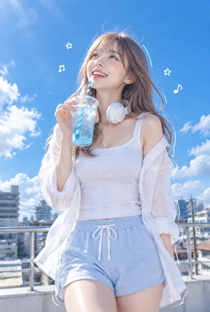 Summer Rooftop Ramune Soda Portrait
