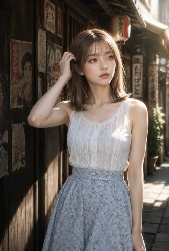 향수를 부르는 일본 골목길 여름 인물 사진