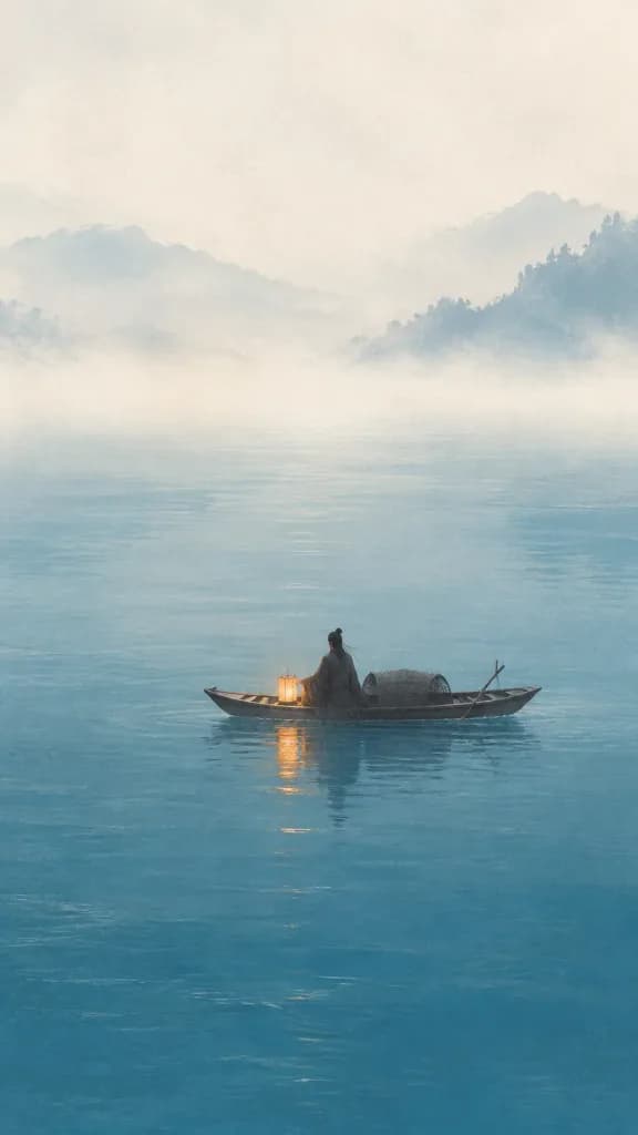Minimalist Zen Bamboo Boat Poster