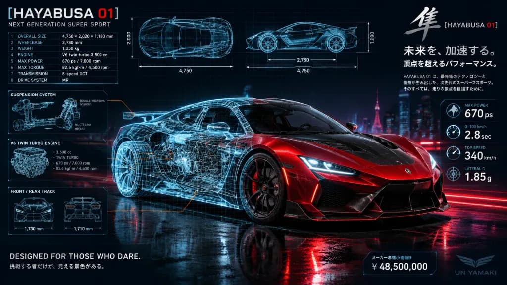 Japanese Technical Hypercar Blueprint Poster