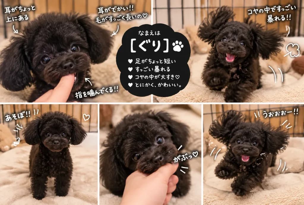 Annotated Black Toy Poodle Scrapbook Collage