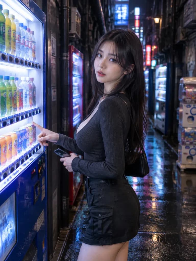 Potret Malam Mesin Penjual Otomatis di Gang Korea