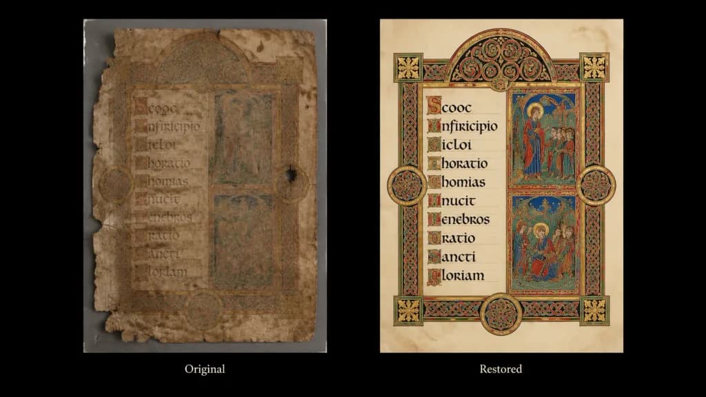 Illuminated Manuscript Restoration Comparison