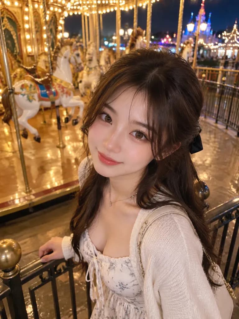 彼氏目線のメリーゴーラウンドデート写真