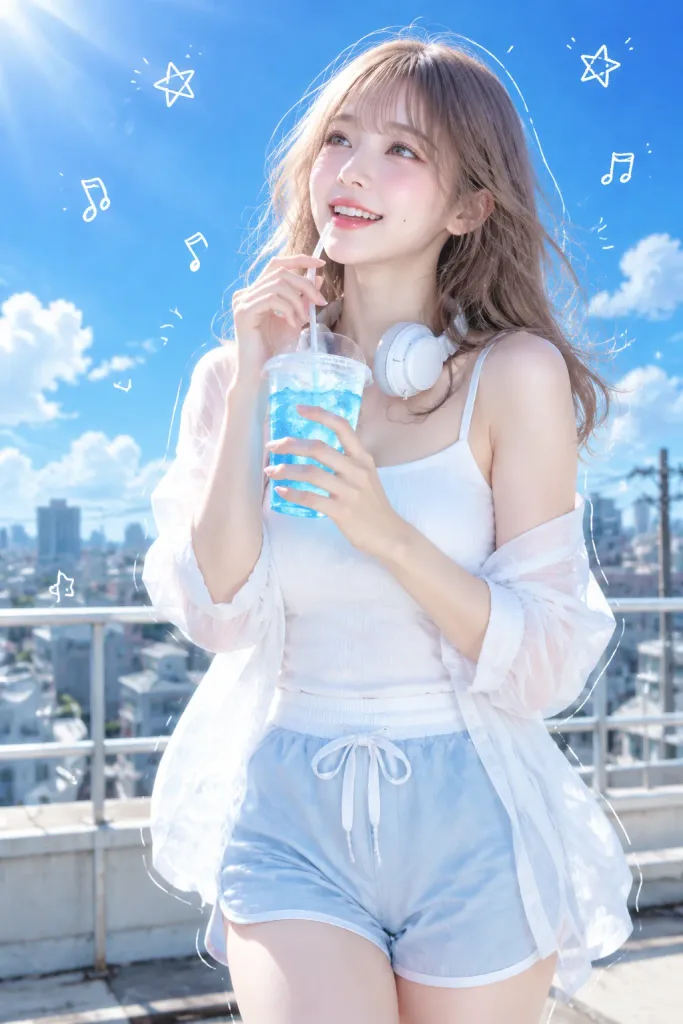 Summer Rooftop Ramune Soda Portrait