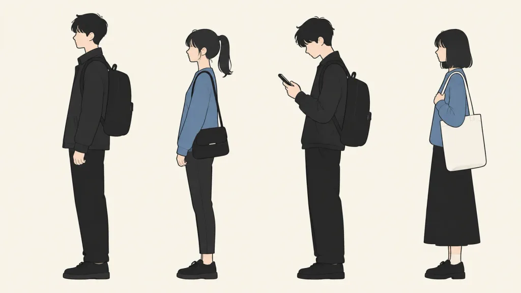 ミニマリストな行列のフラットベクターイラスト