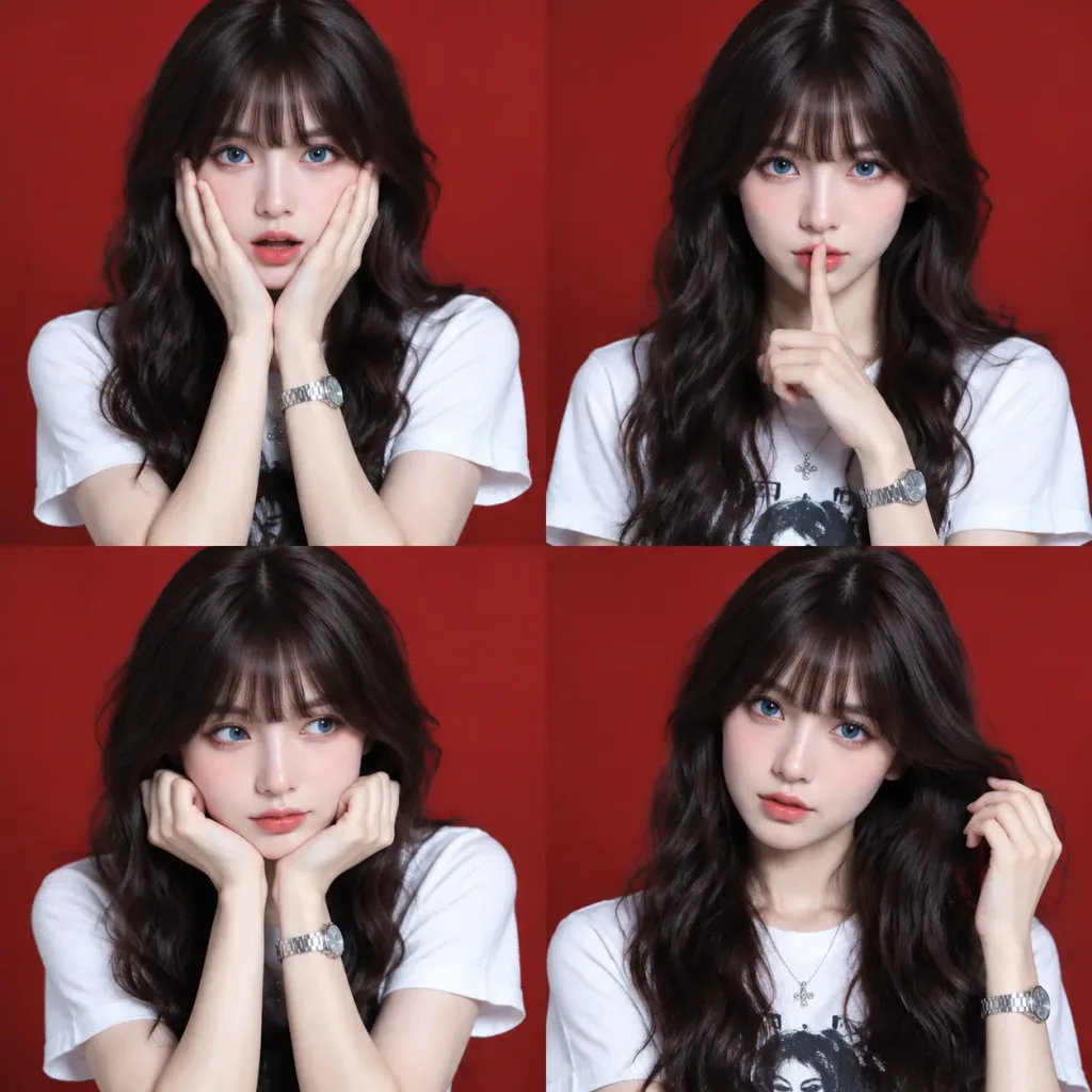4가지 포즈의 스튜디오 포트레이트 그리드