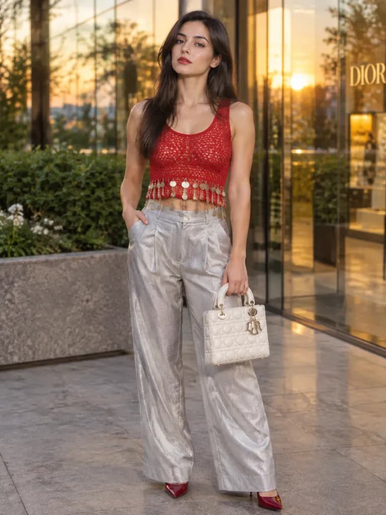 Golden Hour Luxury Storefront Fashion Portrait