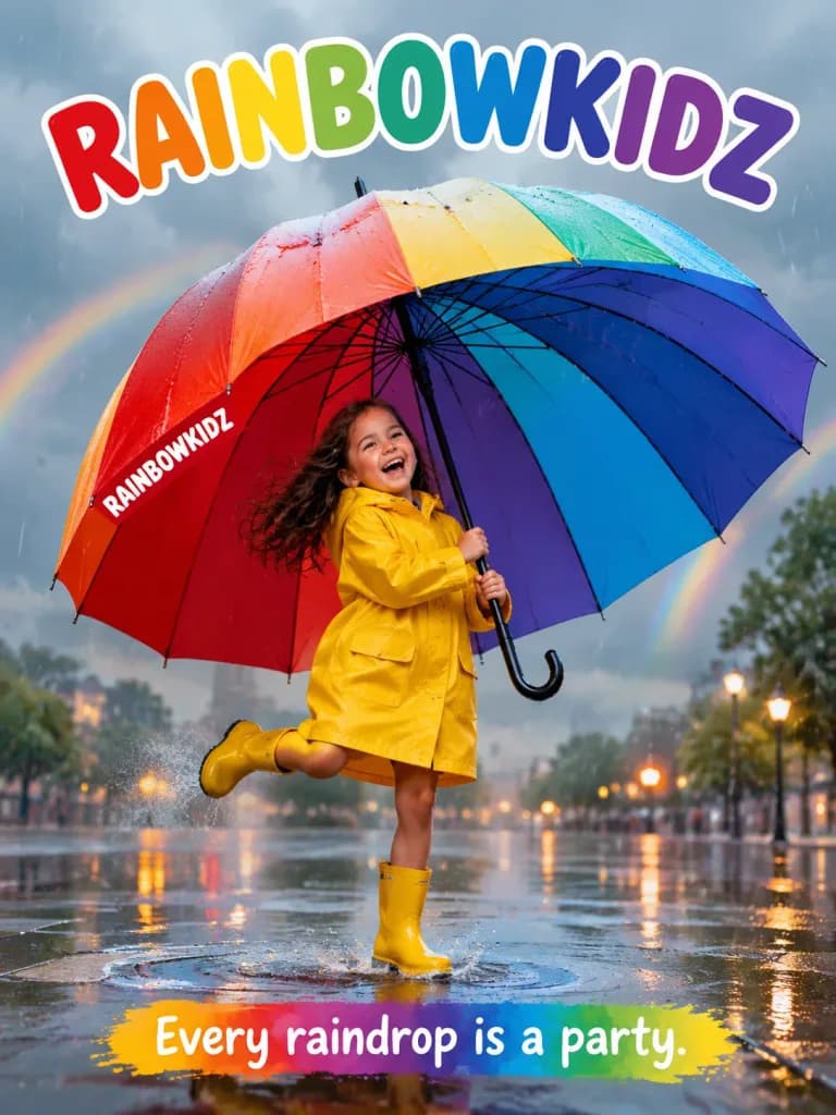 雨天兒童雨具廣告海報