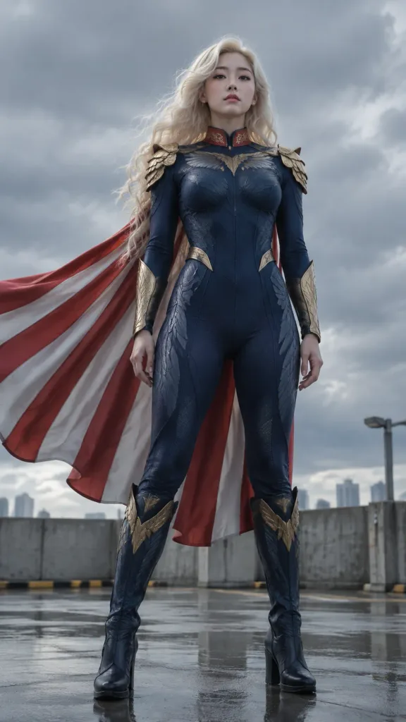 East Asian Female Superhero Rooftop Portrait
