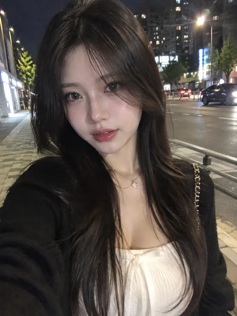 스마트폰 야간 스트리트 스냅 인물 사진