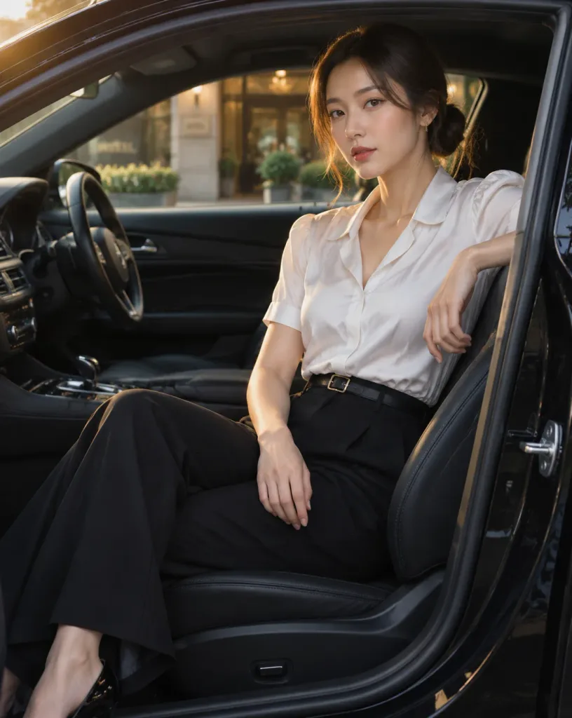 Evening Car Interior Editorial Fashion Portrait