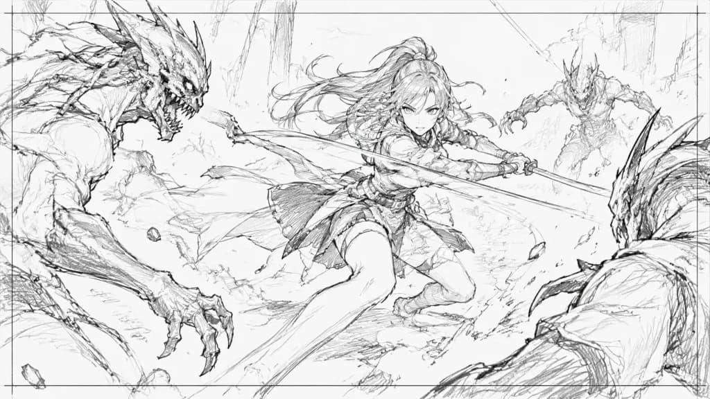 Monochrome Action Storyboard Sketch Sheet
