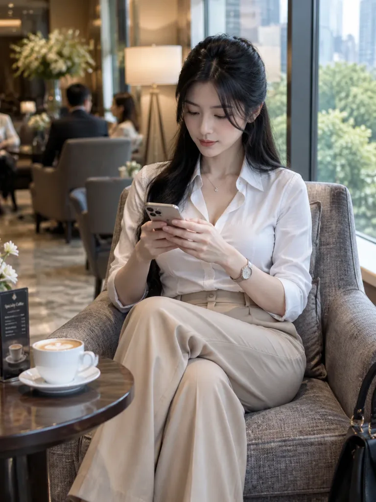 Femme Est-Asiatique dans un Salon Haut de Gamme