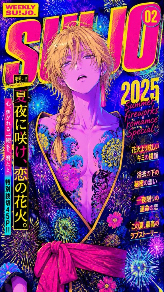 Neon Anime Fireworks Magazine Cover