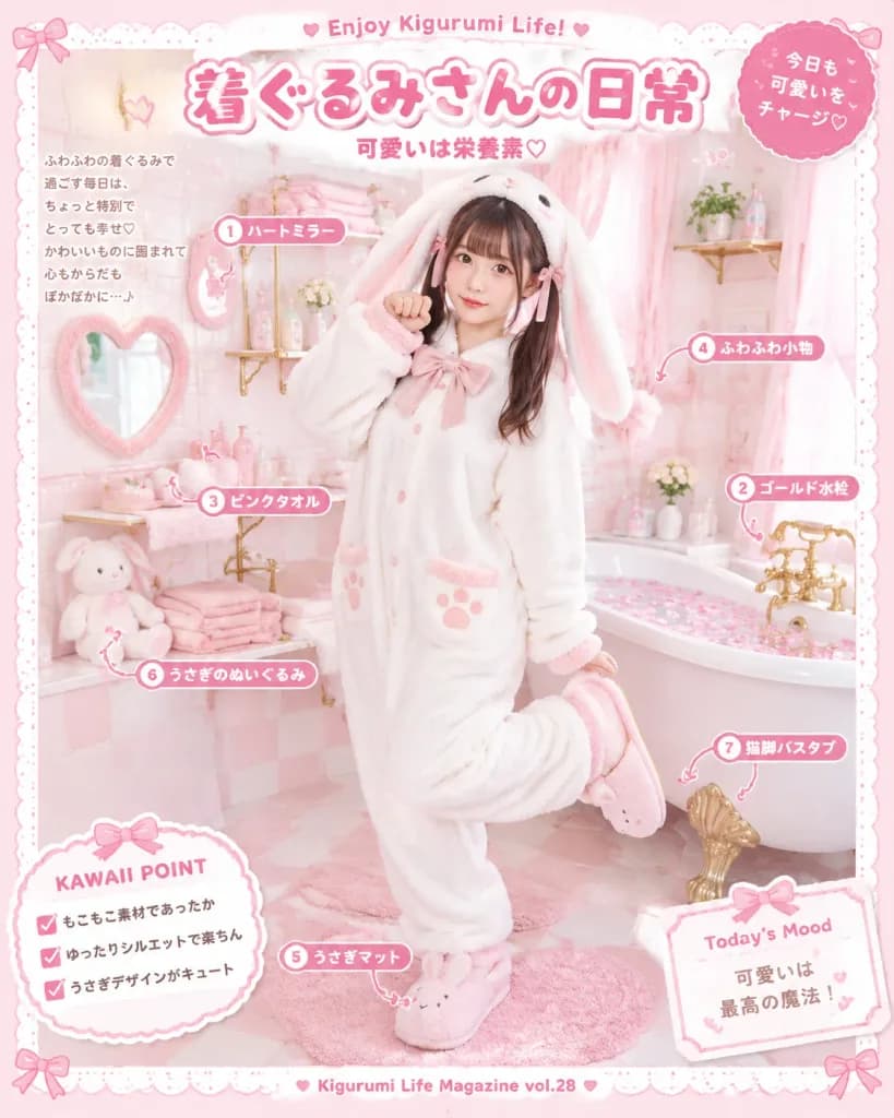 Infografica Copertina Rivista Kigurumi Coniglio Kawaii