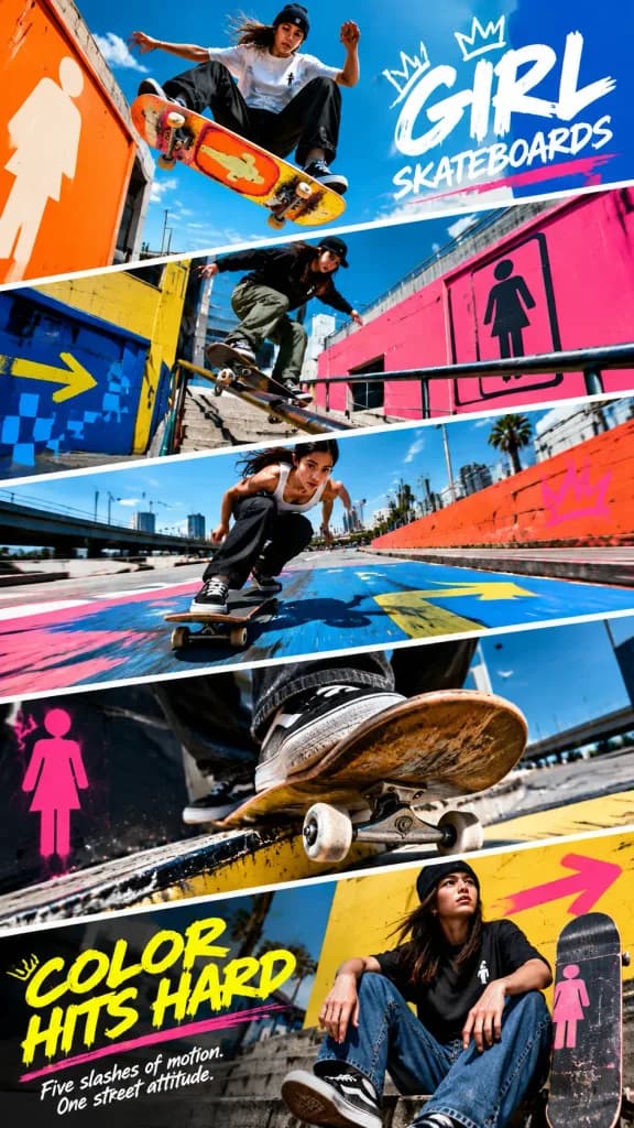 Diagonal Five-Panel Skate Culture Campaign Poster