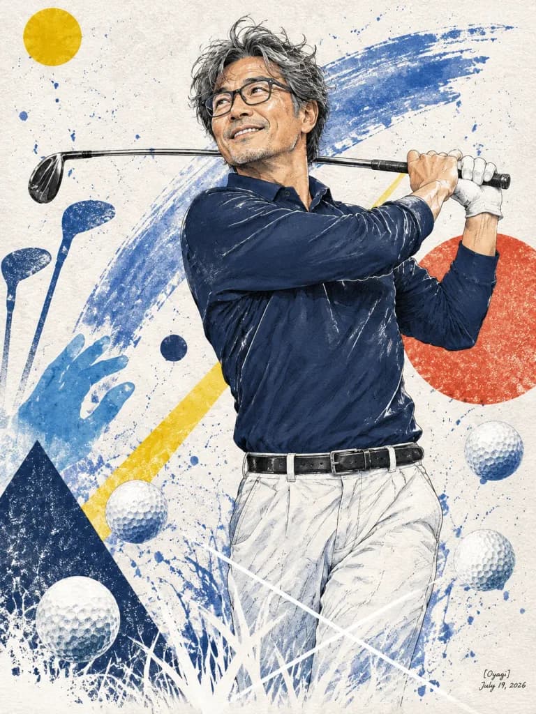 Ink and Watercolor Golfer Follow-Through