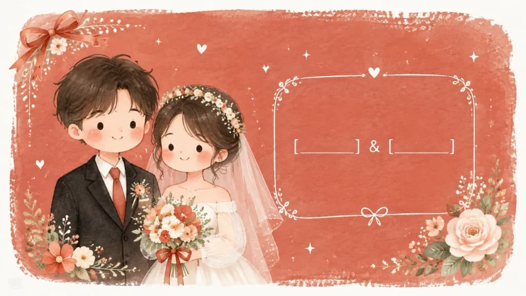 치비 수채화 청첩장 일러스트
