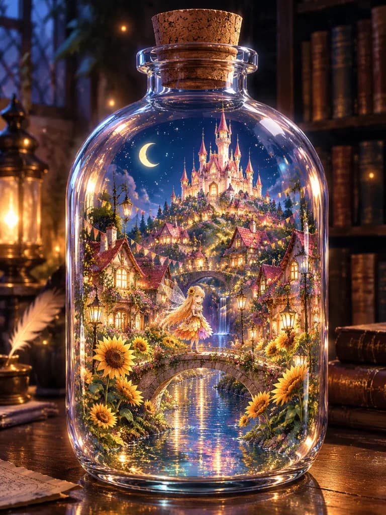 Enchanted Fairy Kingdom in a Glass Bottle