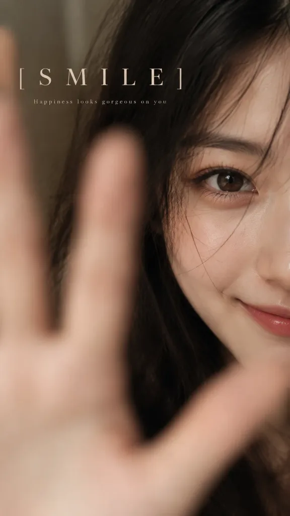 손 블러 프레임의 에디토리얼 클로즈업 인물 사진