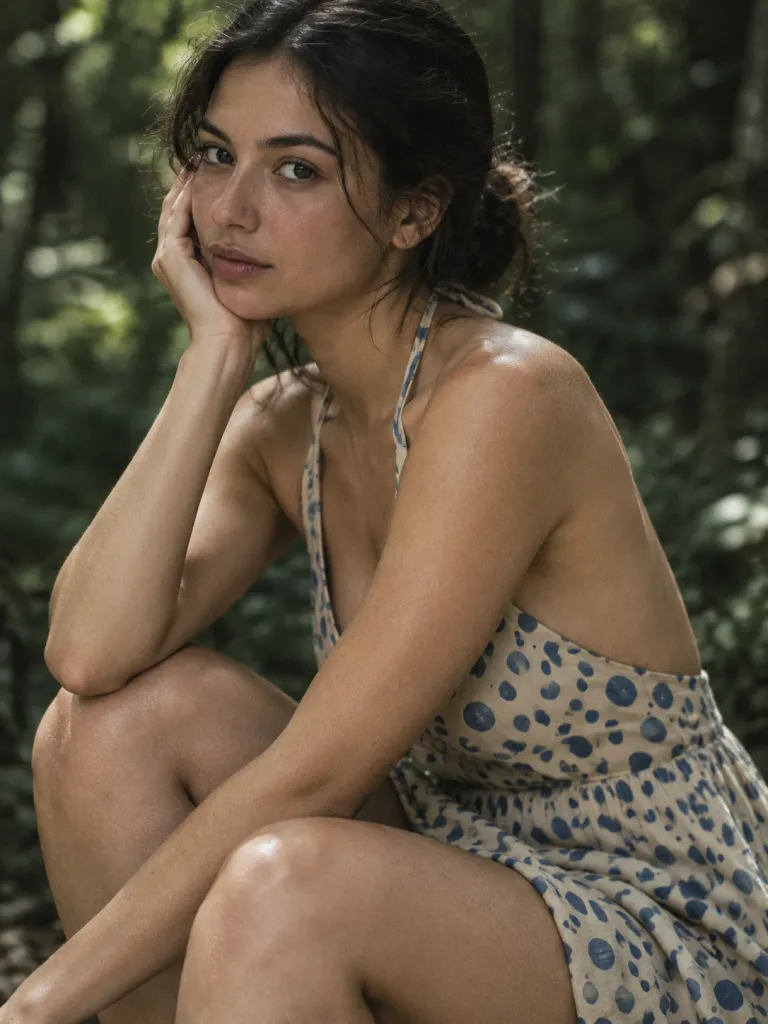 Sunlit Woodland Woman Portrait
