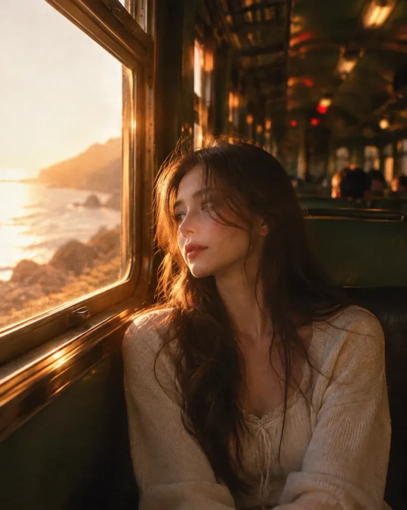 Golden Hour Coastal Train Portrait