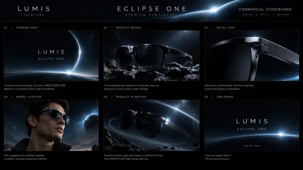 Cosmic Sunglasses Commercial Storyboard