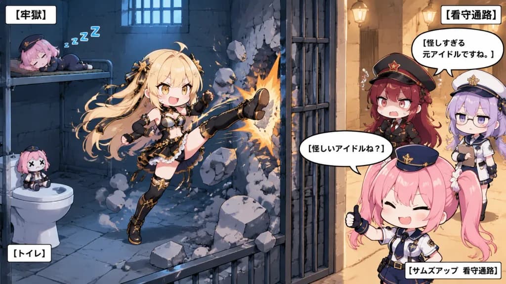 ちびキャラアイドルの脱獄コミックシーン