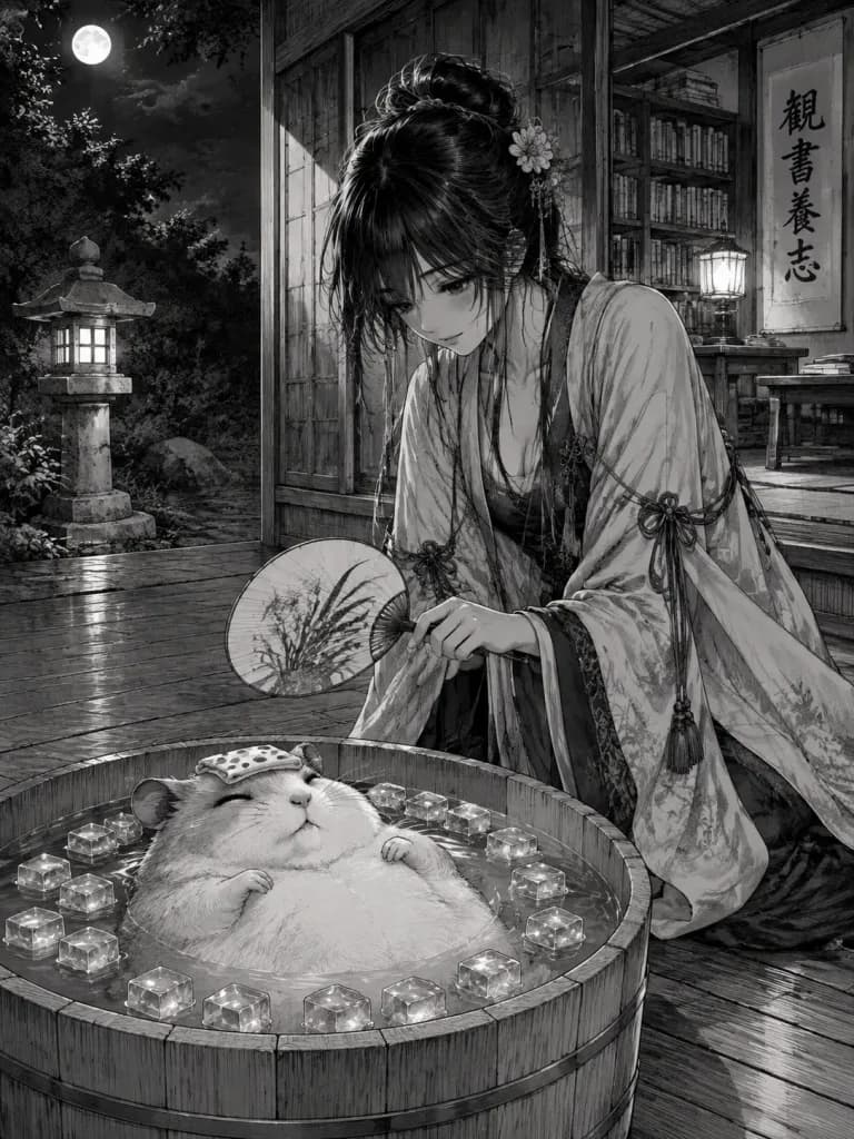 Summer Night Manga Hamster Ice Bath
