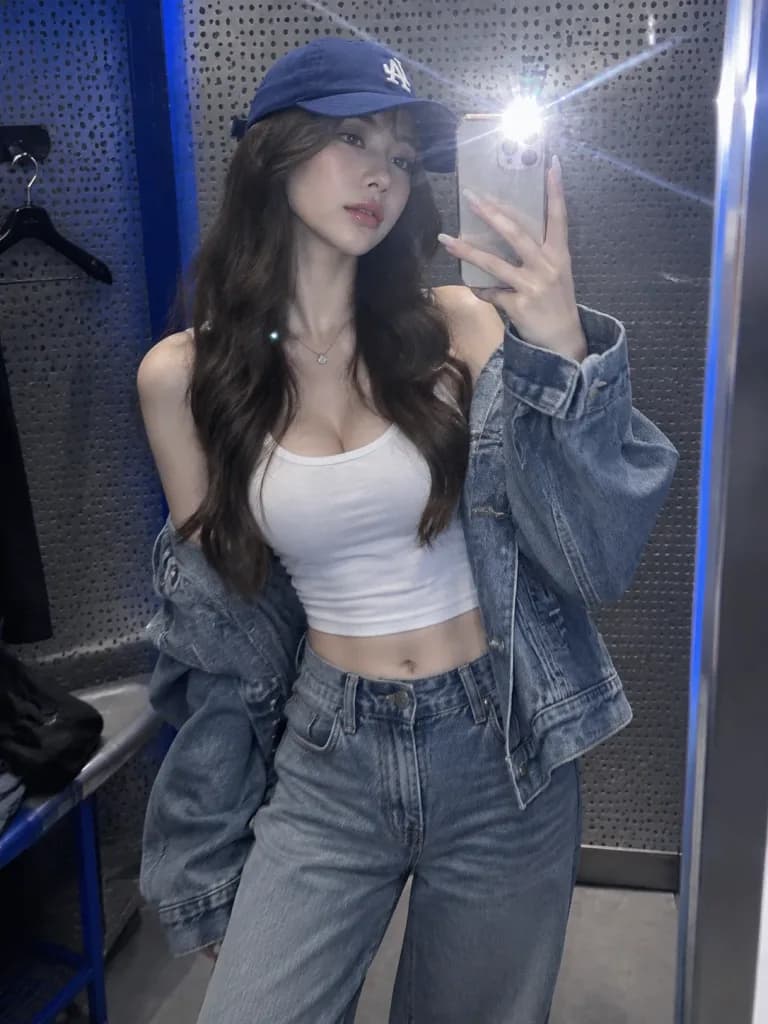 스트리트웨어 피팅룸 거울 셀카