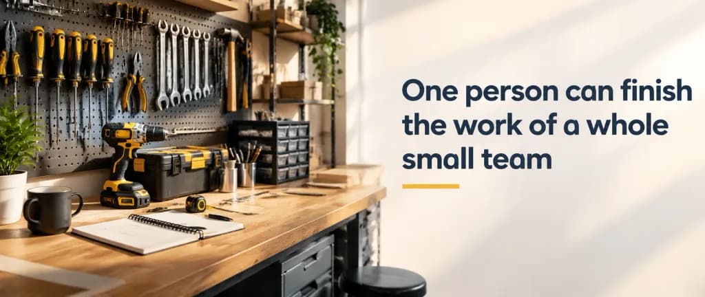 Workbench Banner with Motivational Slogan